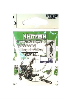 Вертлюг Hitfish Diamond Eye Imprssed Rolling Swivel 62114 #5 27кг (уп.10шт) 29531 - фото 37141