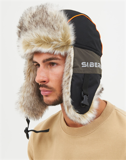 Шапка-ушанка Huntsman Siberia хаки-чёрный/мех Волк, тк. Breathable р 56-58 31186