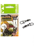 Застежка с вертлюгом HITFISH Stainless Steel Crane Swivel with Cross Snap №0 60lb 28кг уп. (7 шт) 30460