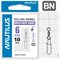 Вертлюг Nautilus с застежкой Rolling Swivel 0102 with Nice Snap size # 6 тест 18кг (уп. 5шт) 18113 - фото 34485