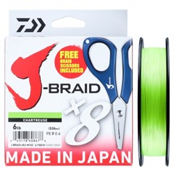 Шнур Daiwa J-Braid X8E-W/SC 300м 0.13мм  8кг светло-зеленый + ножницы 15187 - фото 12155
