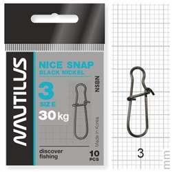 Застежка Nautilus Nice Snap black nickel size # 3 тест 30кг уп (10 шт) 15258 - фото 12265