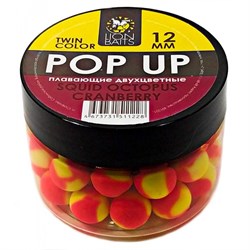 Бойлы плавающие двухцветные Pop-Up Twin Color LION BAITS Squid Octopus - Cranberry 12мм 18407 - фото 17717