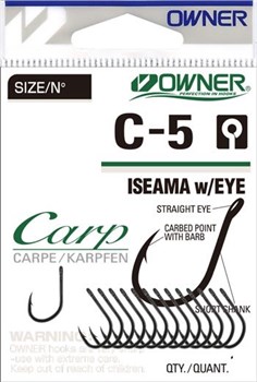 Крючки OWNER C-5 Carp Iseama w/EYE №2 (уп. 8шт) 19142 - фото 18911