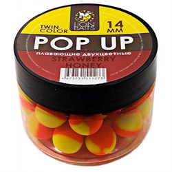 Бойлы плавающие двухцветные Pop-Up Twin Color LION BAITS Strawberry - Honey 14мм 20677 - фото 21825