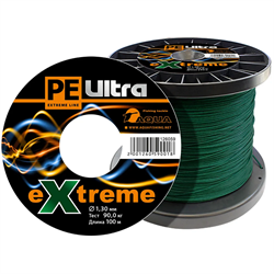 Плетеный шнур Aqua PE Ultra Extreme 1,30мм 90кг 100m (цвет зеленый)  24792 - фото 28997