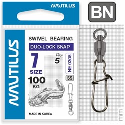 Вертлюг Nautilus на подшипнике с застёжкой Duo-Lock Snap NE0305 №7 100кг уп (5 шт) 27861 - фото 34316