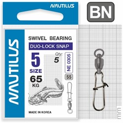 Вертлюг Nautilus на подшипнике с застёжкой Duo-Lock Snap NE0305 №5 65кг уп (5 шт) 27863 - фото 34318