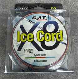 Плетенка зимняя G.A.T Ice Cord x8 Multicolor 0.18mm 30493 - фото 39148