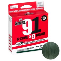Леска плетеная SUFIX 91 BRAID 150 м 0.148 мм 7,2 кг зеленый 31577