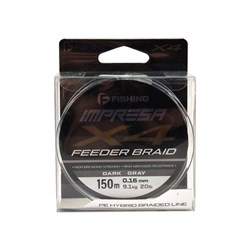 F-FISHING Шнур Impresa Braid PE X4 Feeder 150м Dark Grey 0,16мм 9,1кг/20lb 32137
