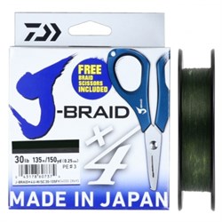 Шнур Daiwa J-Braid X4E-W/SC 135м 0,10мм зеленый + ножницы 9729 - фото 5192