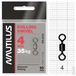 Вертлюг Nautilus Rolling Swivel 0101 size # 4 тест 35кг уп (10 шт) 11541 - фото 6722