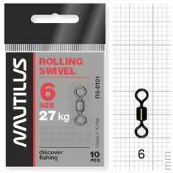 Вертлюг Nautilus Rolling Swivel 0101 size # 6 тест 27кг уп (10 шт) 11543 - фото 6724