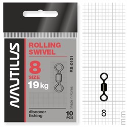 Вертлюг Nautilus Rolling Swivel 0101 size # 8 тест 19кг уп (10 шт) 11545 - фото 6726