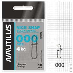 Застежка Nautilus Nice Snap black nickel size # 000 тест 4кг уп (10 шт) 11547 - фото 6728
