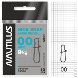 Застежка Nautilus Nice Snap black nickel size # 00 тест 9кг уп (10 шт) 11548 - фото 6729