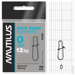 Застежка Nautilus Nice Snap black nickel size # 0 тест 12кг уп (10 шт) 11549 - фото 6730
