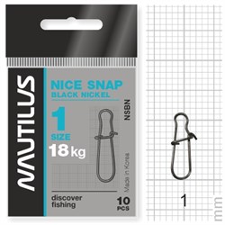 Застежка Nautilus Nice Snap black nickel size # 1 тест 18кг уп (10 шт) 11550 - фото 6731