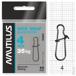 Застежка Nautilus Nice Snap black nickel size # 4 тест 35кг уп (10 шт) 11552 - фото 6733